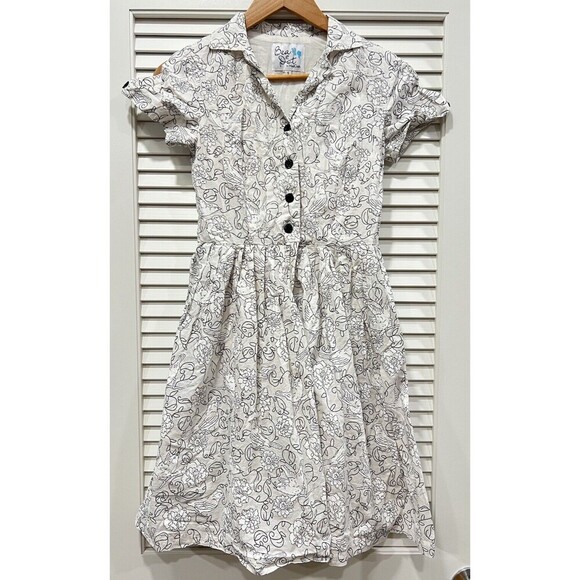 Bea & Dot By ModCloth Bird & Flower Floral Print Dress Small Picnic Spring - Picture 1 of 7